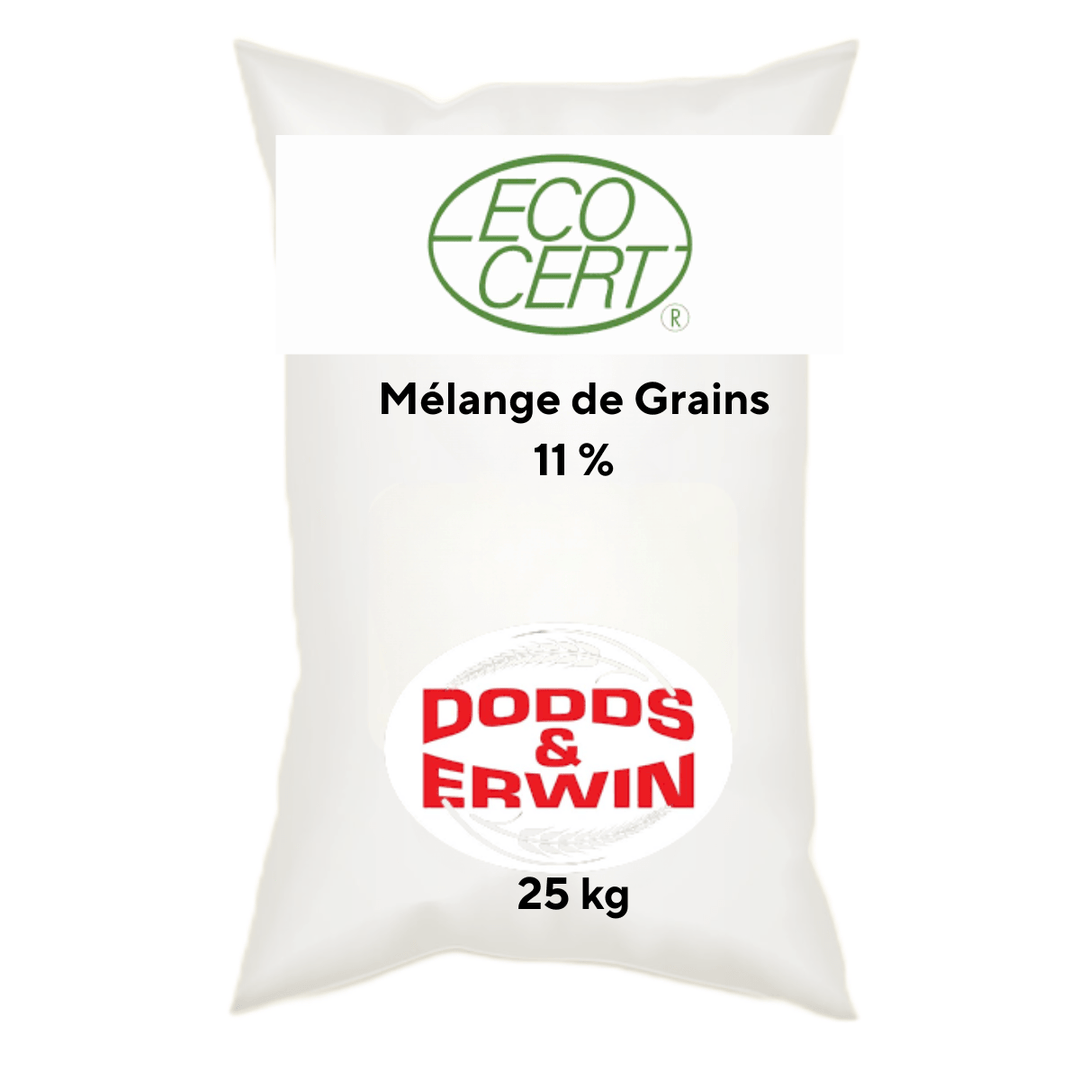 Mélange de Grains Biologique 11 % - 25 kg (Non Taxable) - Ma Poule Express