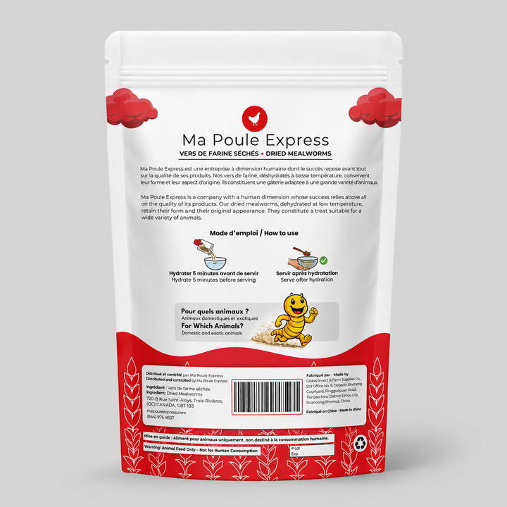 Vers de farine séchés 8 oz (227 g) – Petit format | Ma Poule Express