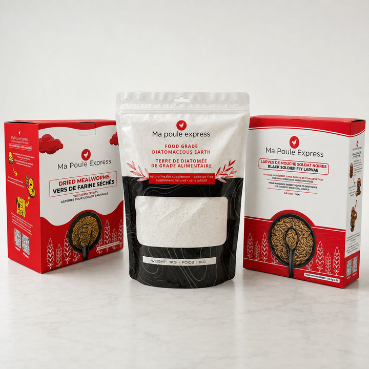 Combo Septembre – Vers de farine 3 lb + Larves de mouche soldat noire 3 lb + Terre de diatomée 1 kg