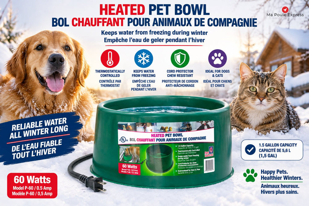 Bol d’eau chauffant pour animaux 5,6 L – 60 W – Farm Innovators P-60 – Vert - Ma Poule Express