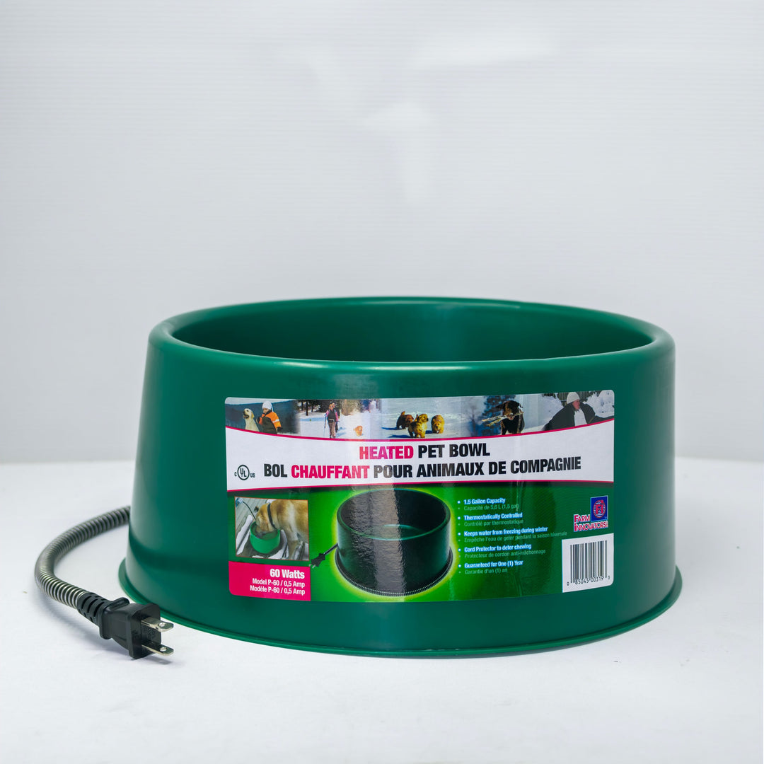 Bol d’eau chauffant pour animaux 5,6 L – 60 W – Farm Innovators P-60 – Vert - Ma Poule Express