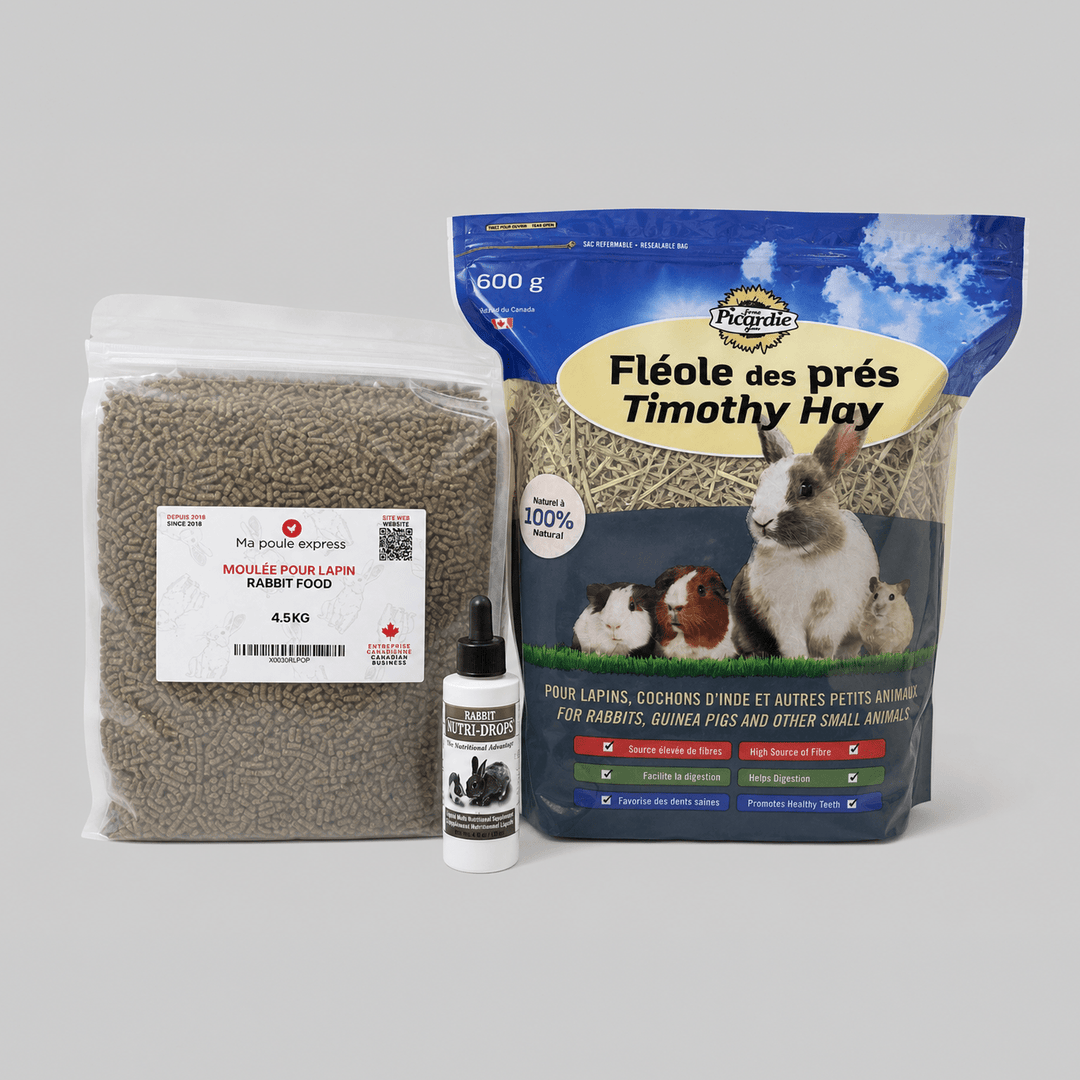 Combo Bien-être pour Lapins – Alimentation Complète &amp; Soins Essentiels | Offre de Juillet - Ma Poule Express