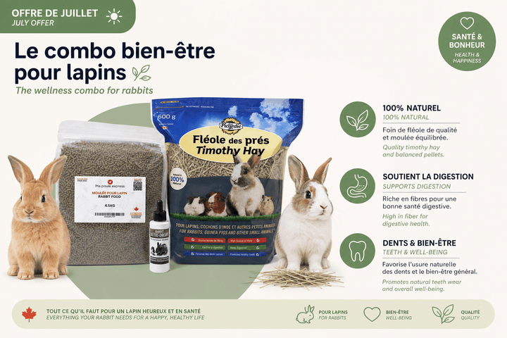 Combo Bien-être pour Lapins – Alimentation Complète &amp; Soins Essentiels | Offre de Juillet - Ma Poule Express