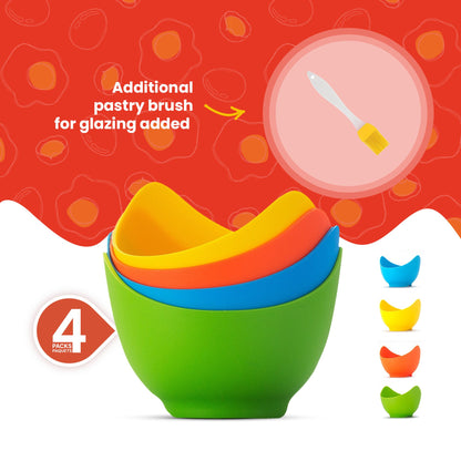 Ensemble de 4 récipients en silicone Ma Poule Express™ pour Œufs Pochés - Ma Poule Express
