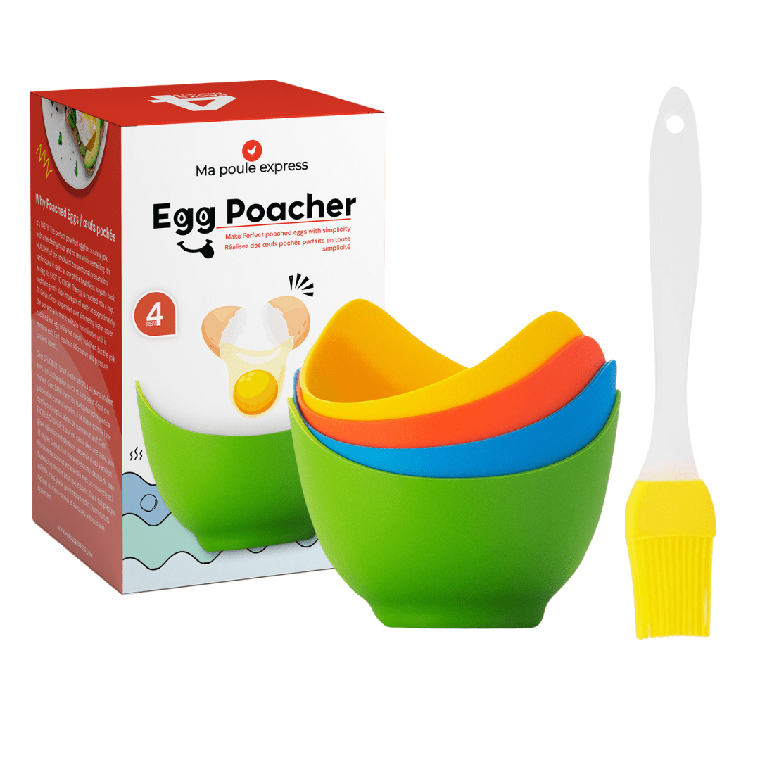 Ensemble de 4 récipients en silicone Ma Poule Express™ pour Œufs Pochés - Ma Poule Express