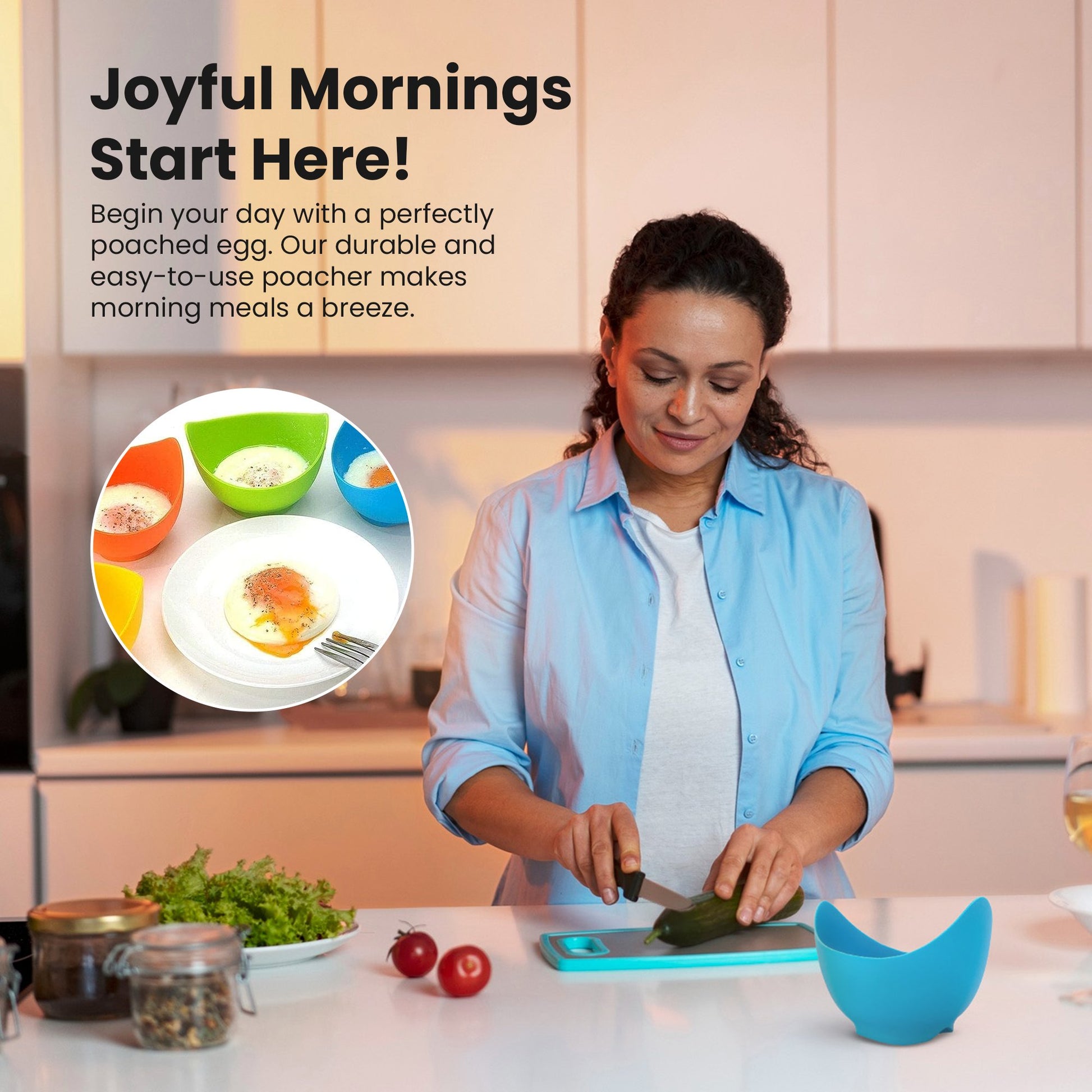 Ensemble de 4 récipients en silicone Ma Poule Express™ pour Œufs Pochés - Ma Poule Express