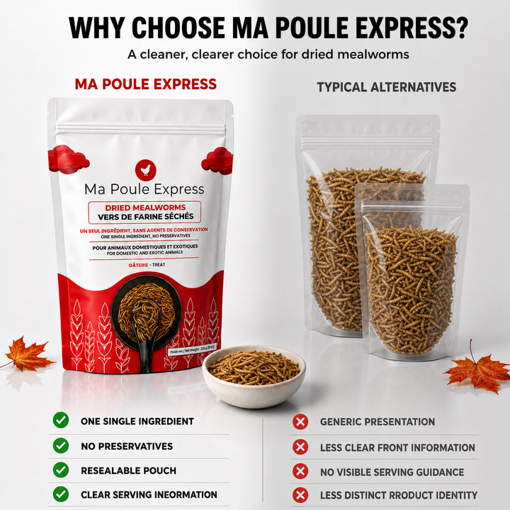 Vers de farine séchés 8 oz (227 g) – Petit format | Ma Poule Express