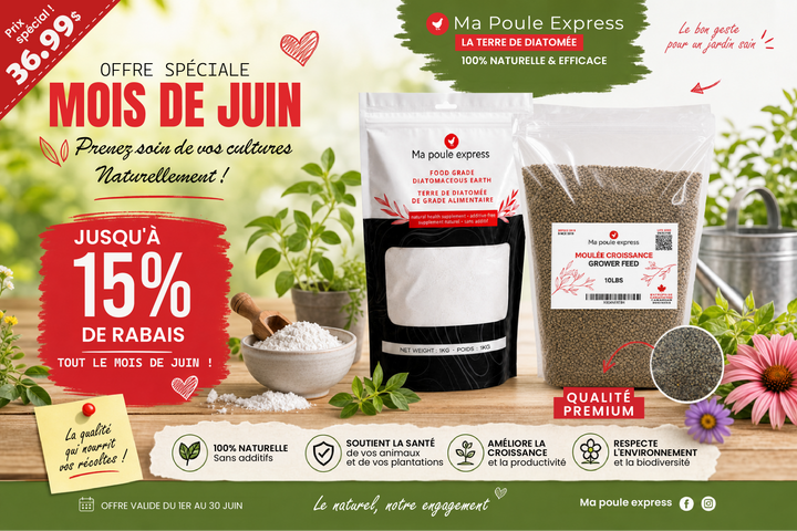 Ensemble Prêt-pour-le-Jardin : Terre de Diatomée (1kg) + Moulée Croissance (10 lbs) – Offre Spéciale de Juin