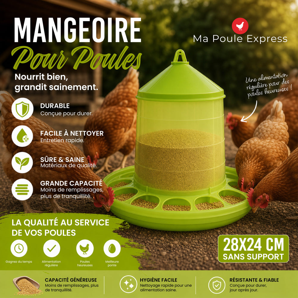 Mangeoire Haute Capacité Ma Poule Express – Alimentation Saine et Gain de Temps pour votre Basse - Cour - Ma Poule Express