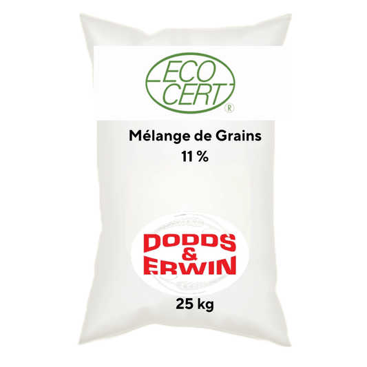 Mélange de Grains Biologique 11 % - 25 kg (Non Taxable) - Ma Poule Express