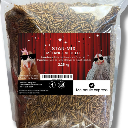 Mélange Vedette - Vers de farine et larves de mouche séchés 5 LBS - Ma Poule Express