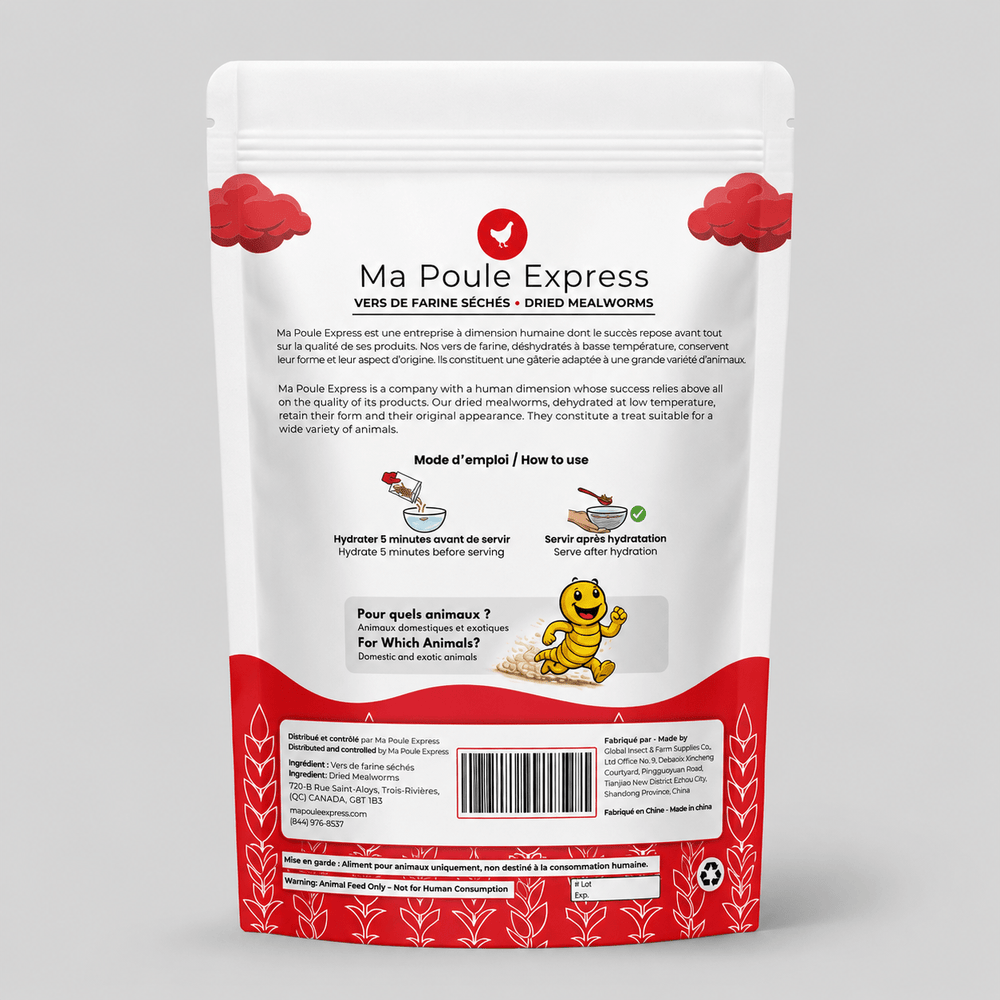 Vers de farine séchés 8 oz (227 g) – Petit format | Ma Poule Express - Ma Poule Express